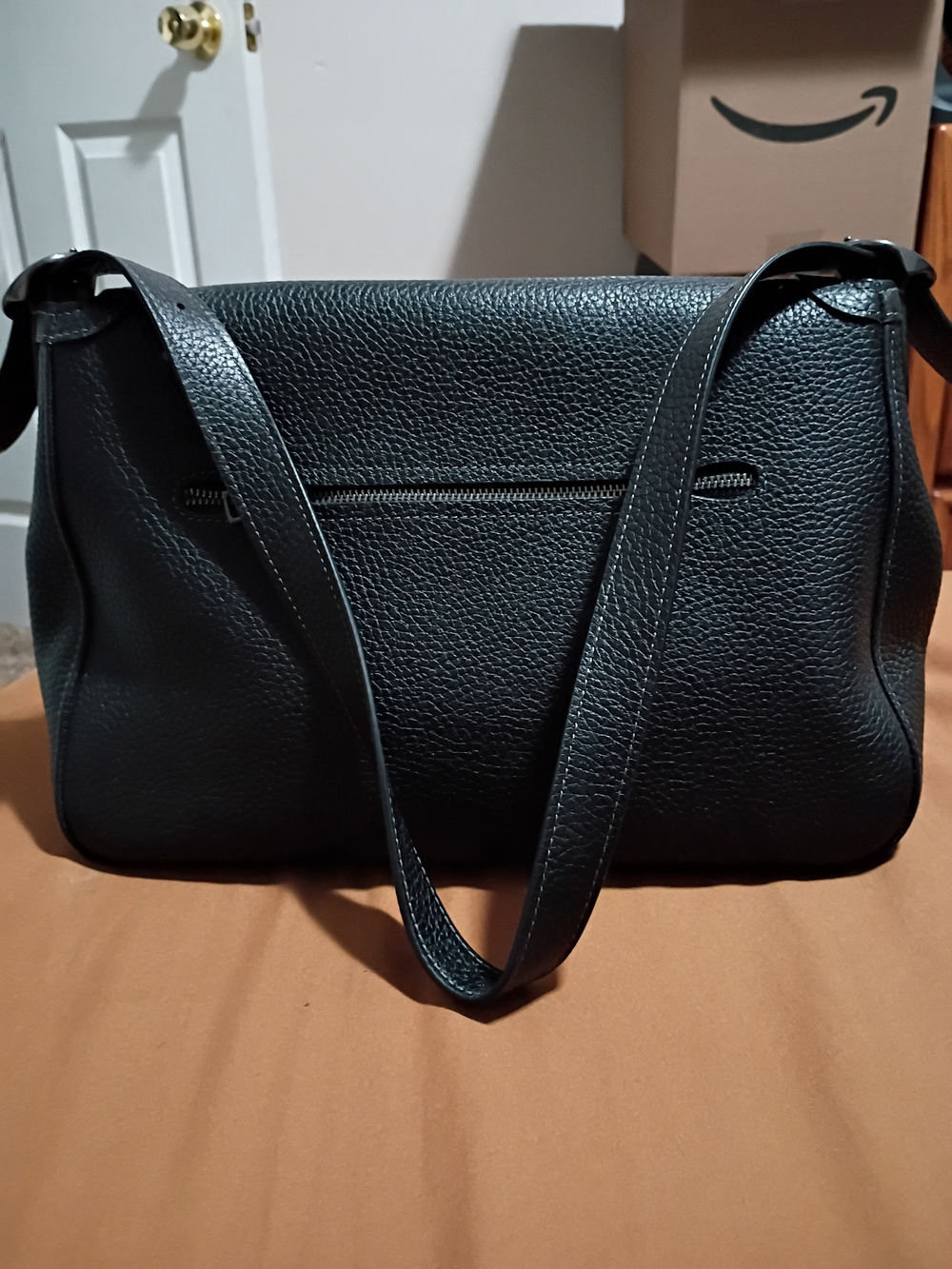 Coach Etta Flap Bag In Black Pebbled Leather - Picture 3 of 9